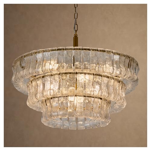 3 Tier 26 Inch Clear Crystal Glass Chandeliers
