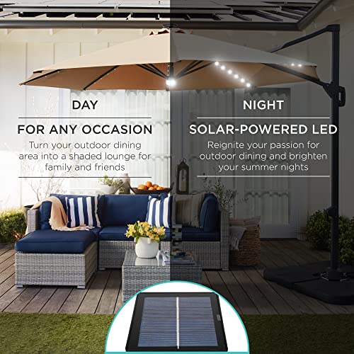 10ft Solar LED Cantilever Patio Umbrella