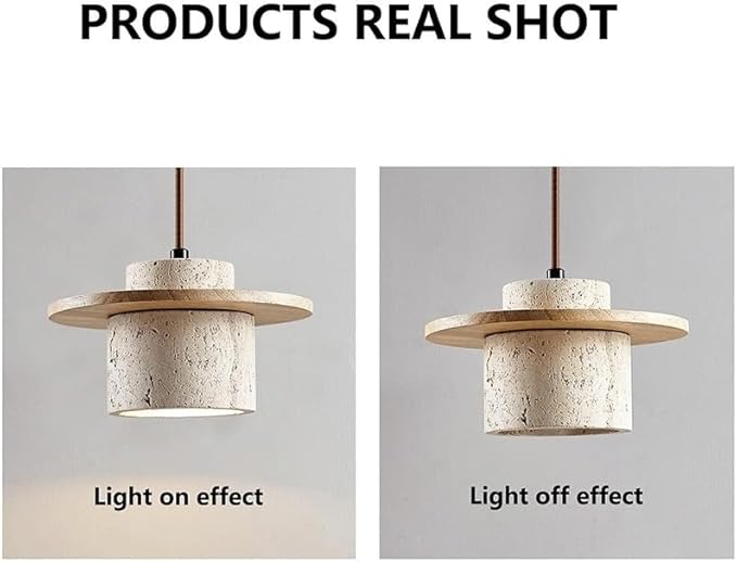 Japanese Wabi-sabi Style Natural Stone Wall Lamps Creative Vintage Beige Wall Light with E26/E27 Base Solid Wood Wall Sconces for Home Decoration Living Room Corridor Coffee Shop(Style 2)