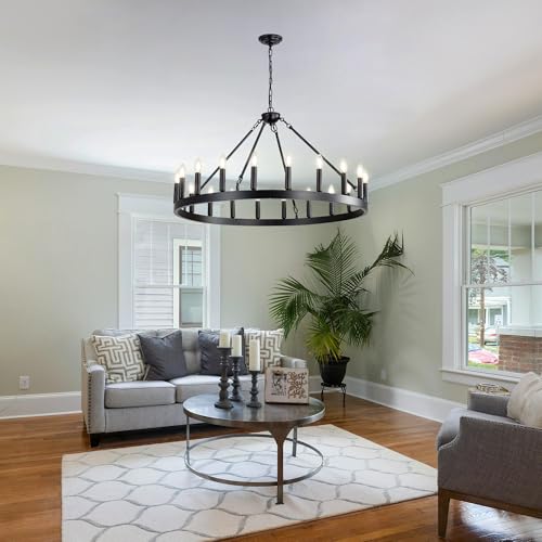Black Wagon Wheel Chandelier
