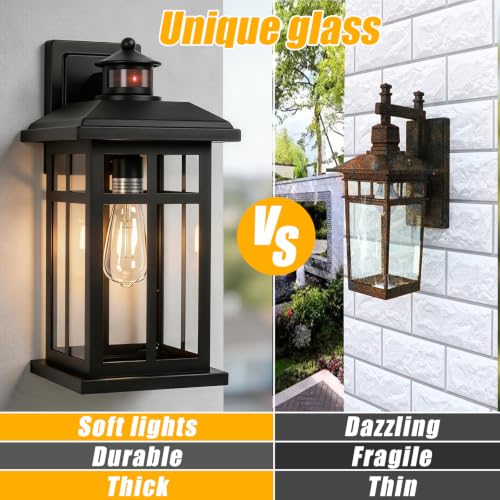 16" Black Motion Sensor Wall Sconce Light for House