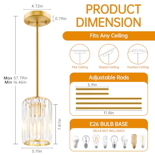 Gold Pendant Light (2 Count)