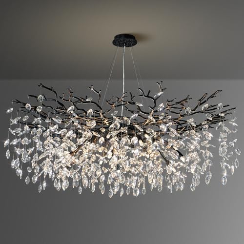 47" Black Crystal Chandelier