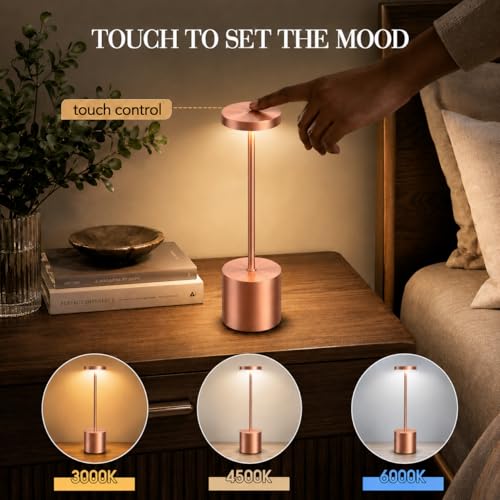 Rose Gold Cordless Table Lamps Set of 2 (2 Count)