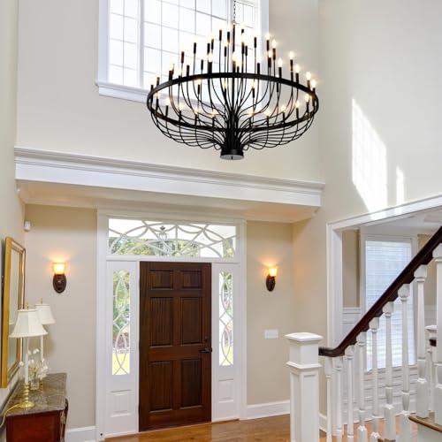 60" Extra Large Chandelier Black Foyer Chandeliers for High Ceilings