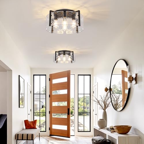 17.7'' Black Semi Flush Mount Ceiling Light