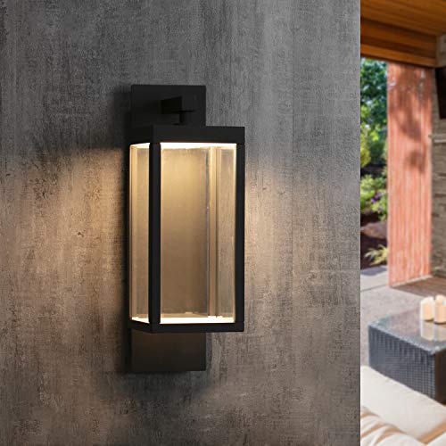 2 Pack Outdoor Wall Light Fixtures Black Modern Exterior Porch Light for House