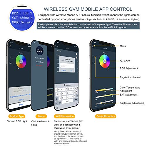 GVM RGB Video Lights with APP Control (3 Count)