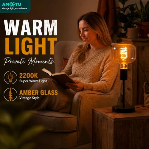 Large Amber Glass Edison LED Dimmable 2200K Vintage E26 5W