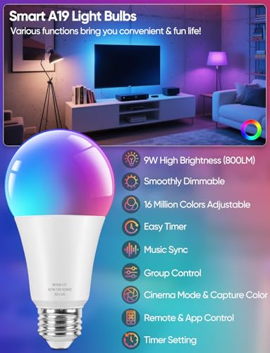 Smart A19 LED Light Bulbs (2 Count)