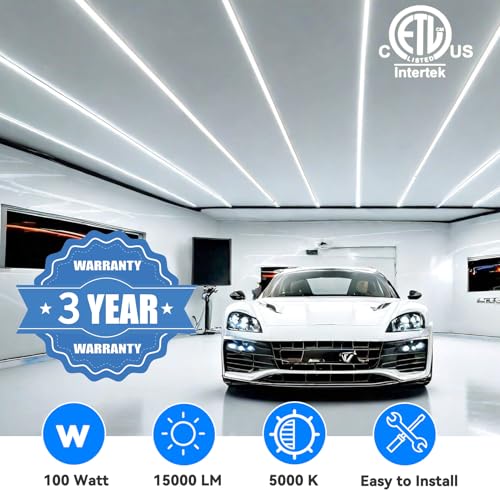8FT LED Shop Light 100W 15000LM 5000K ETL Certified 12 (12 Count)