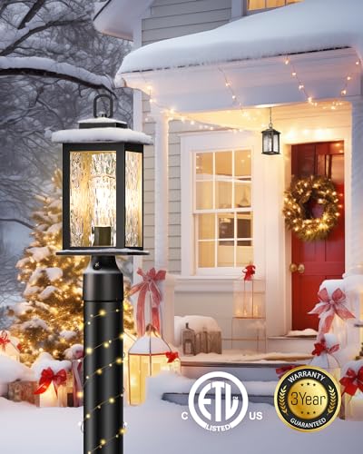 Dusk to Dawn Outdoor Post Light Fixture with Pier Mount Base (2 Count)