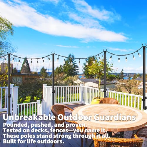 10 Pack String Light Poles for Deck (5 Foot)