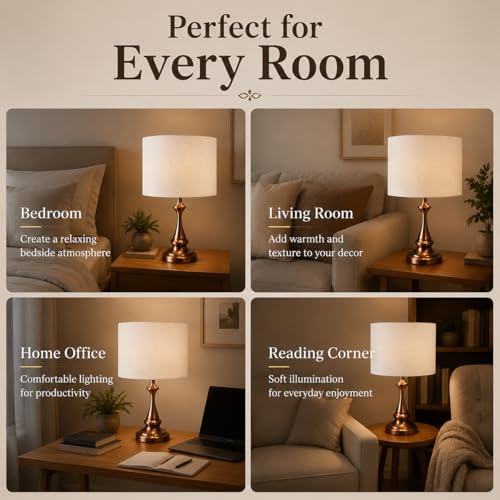 drum Fabric White lamp shades Set of 2 for table lamps