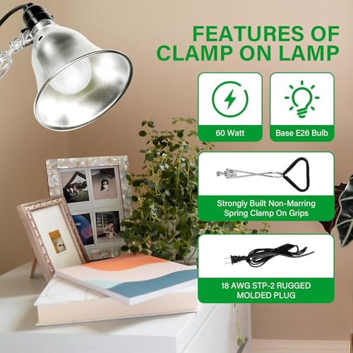 Clamp Lamp Light Socket with 5.5 Inch Aluminum Reflector (4 Count)