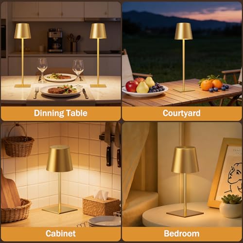Gold Cordless Rechargeable Table Lamp (4 Count)