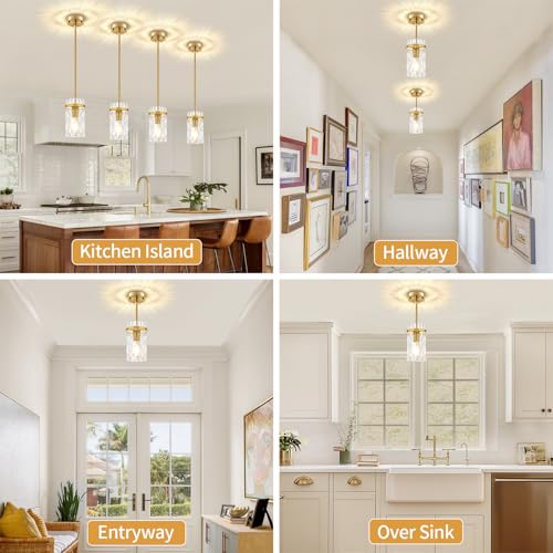 2 Pack Gold Pendant Lights Kitchen Island Modern Hanging Light Fixture (2 Count)