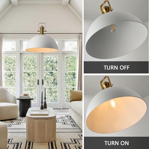 12 Inch Sandy White Modern Pendant Light for Kitchen Island 1 Pack