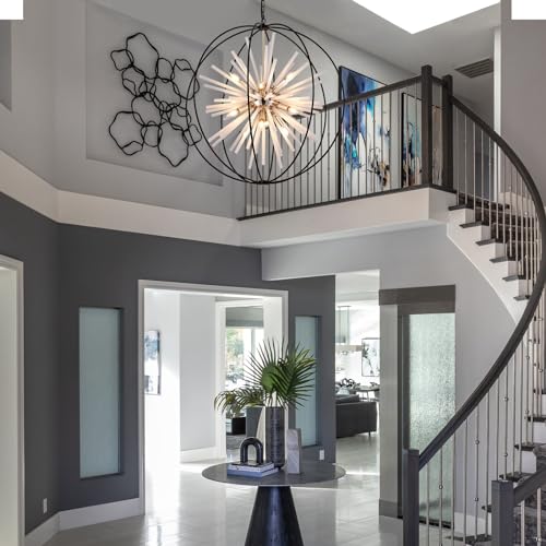 31.5" Black Gold Large Globe Sputnik Chandelier