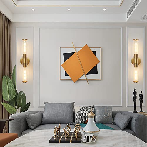 Hardwired Gold Bathroom Vanity Light Threaded Glass Wall Sconce