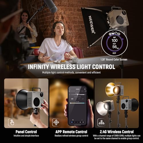 80W LED Video Light with 72Wh Battery & 100W PD Adapter APP
