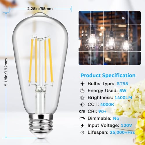 12 Pack Vintage LED Edsion Bulbs 100W Equivalent (12 Count)