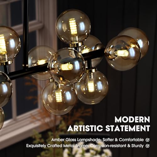 Black Mid Century Modern Chandelier for Dining Room Light Fixture
