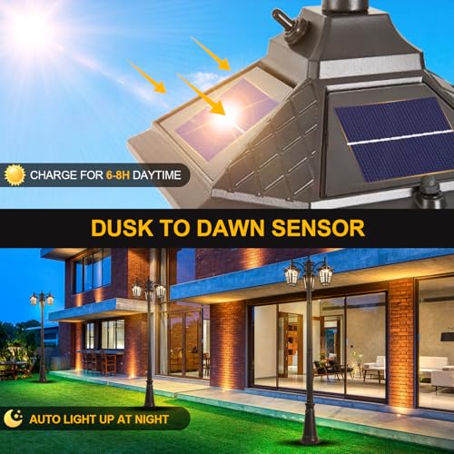 3 Head Solar Outdoor Street Light with Dusk to Dawn Sensor (26 Count)