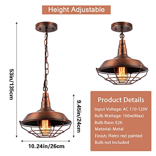 Industrial Pendant Lights Kitchen Island 2 Pack Farmhouse Hanging Light Fixtures with Adjustable Chain (2 Count)