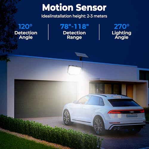 318 LED Solar Motion Lights Outdoor Waterproof with 16.4 FT Cable (6 Count)