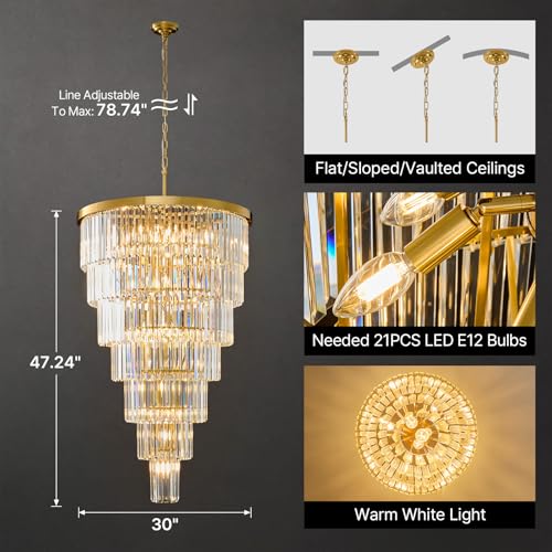 Crystal High Ceiling Chandelier Modern