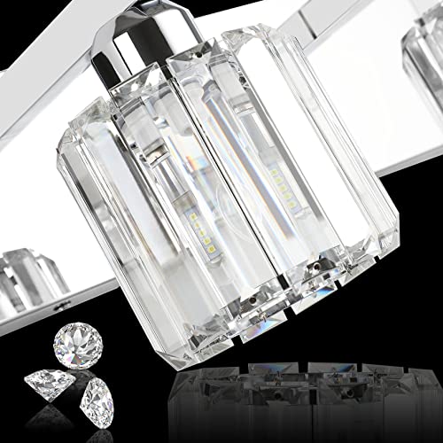 Bathroom Vanity Light Crystal Vanity Lighting Fixtures 6 Lights Chrome Vanity Light for Bathroom