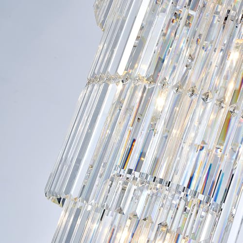 Luxury Modern Long Staircase K9 Chandeliers Silvery Top Design 10