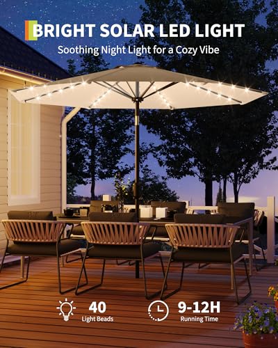 10 ft Patio Umbrella with Solar Lights