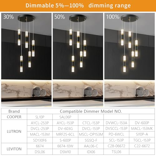 5 Light Modern Pendant Light Kitchen Island Light Fixture Dimmable LED Black Mini Pendant Lights Dinning Room Kitchen Black Gold Pendant Lighting