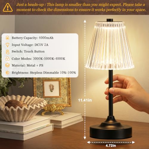 Black Cordless Rechargeable Table Lamp
