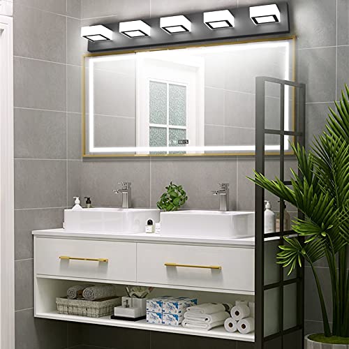 Modern Black Bathroom Lighting Fixtures 5 Lights Adjustable Acrylic Vanity Lights Fixtures Modern LED Matte Black Bathroom Vanity Lights Over Mirror