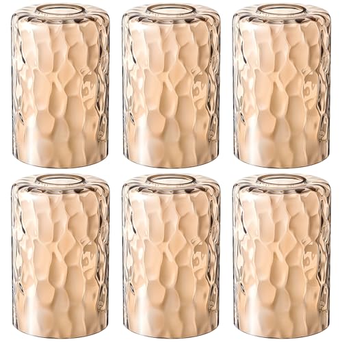 6 Pack Amber Hammered Glass Lamp Shade Replacement (6 Count)