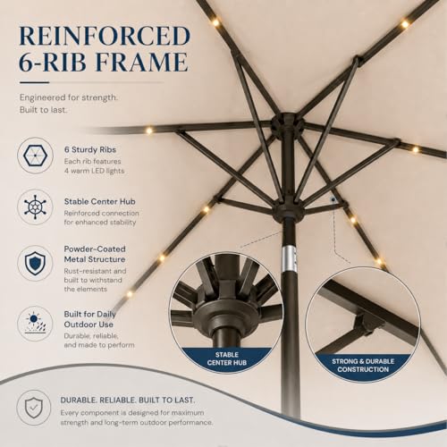 6.5 x 10ft Rectangular Patio Umbrella with Solar Lights
