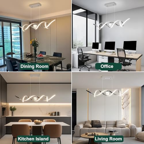 LED Modern Chandeliers 39inch Dimmable Chrome Kitchen Pendant Light