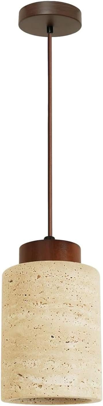 Wabi Sabi Yellow Cave Stone Pendant Light Natural Stone Shade Nordic Wood Chandelier,Japanese Style Lights Natural Stone Lamp For Dining Room Bedside Kitchen Island Hallway