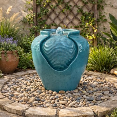Floor Glazed Pot Water Fountain with Built