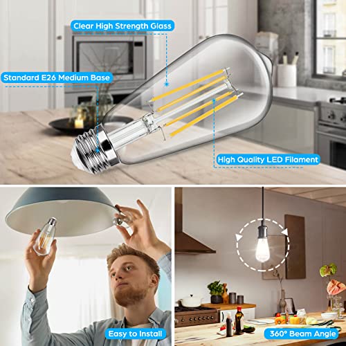 4 Pack Vintage LED Edsion Bulbs 100W Equivalent (4 Count)