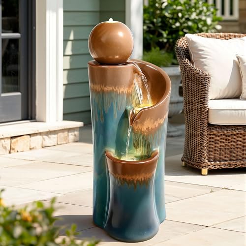 32" Ceramic Outdoor Water Fountain w