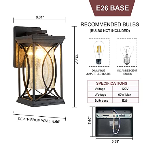 Dusk to Dawn Modern Outdoor Coach Lantern Exterior Light Fixtures Black Aluminum with Crack