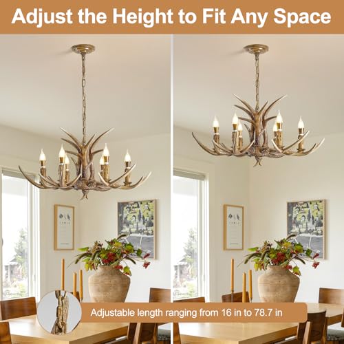 6 Light Resin Faux Horn Antler Chandelier