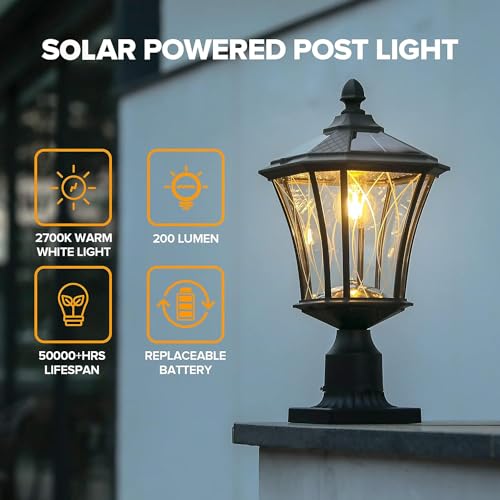 Outdoor Solar Lamp Post Light with Pier Mount Base