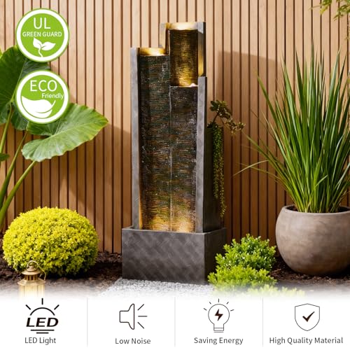 50H Modern Outdoor Water Fountain with LED Light
