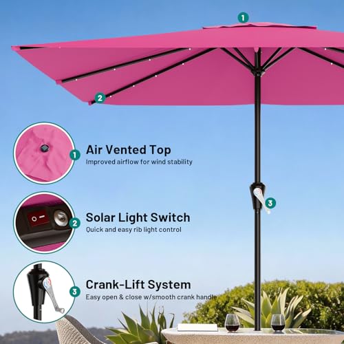 8' X 10' Rectangular Patio Umbrella with Solar Lights