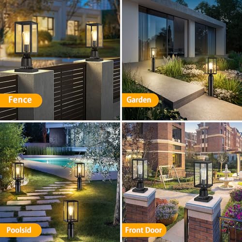 Dusk to Dawn Outdoor Post Lights with Pier Mount Base (2 Count)